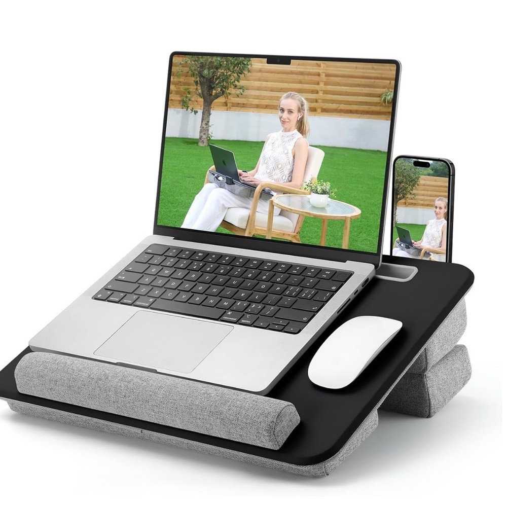 Portable Laptop and Tablet Stand with Gray Cushion